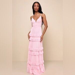 Lulu's Blush Pink Tiered Maxi Dress